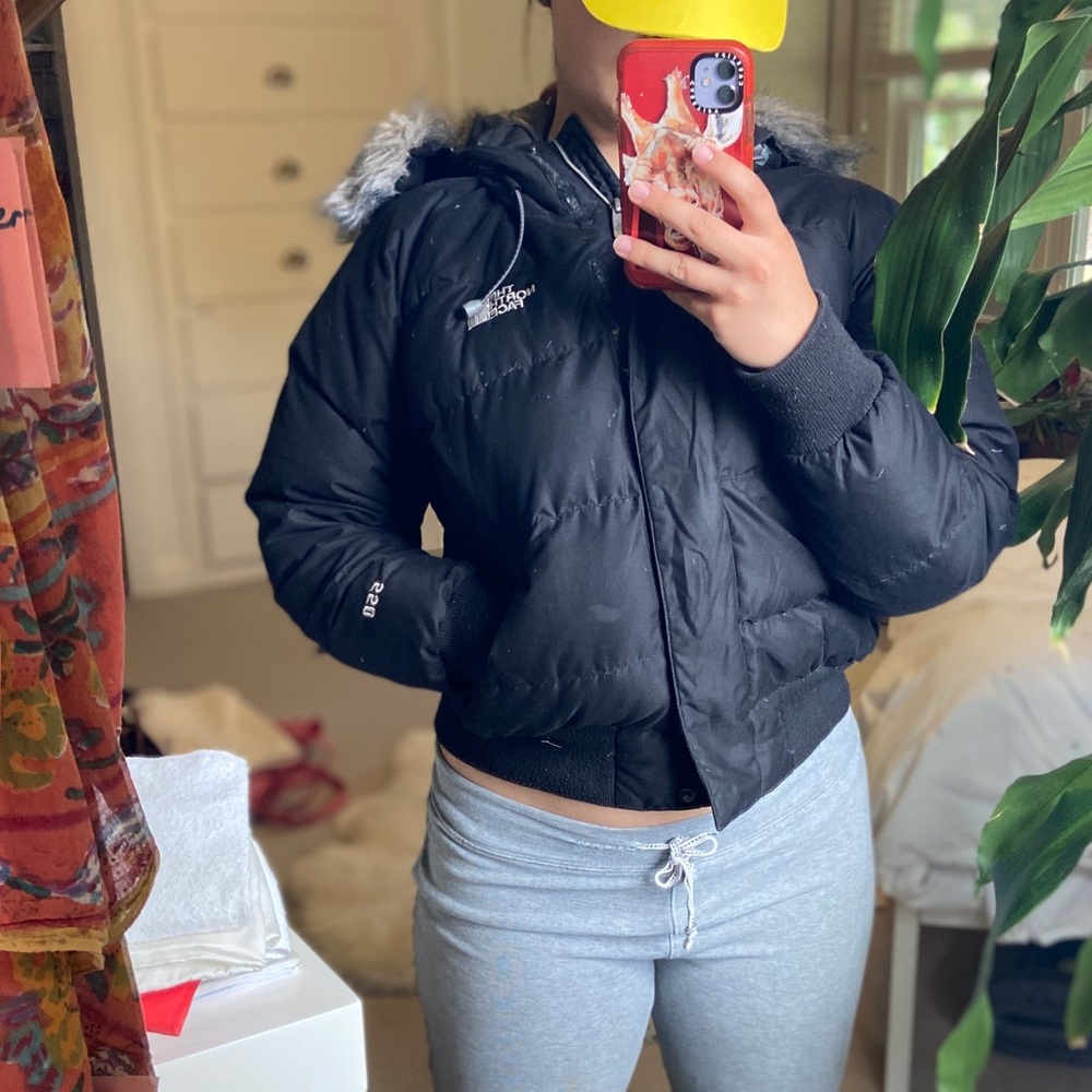 Black Puffer North Face Hooded Jacket